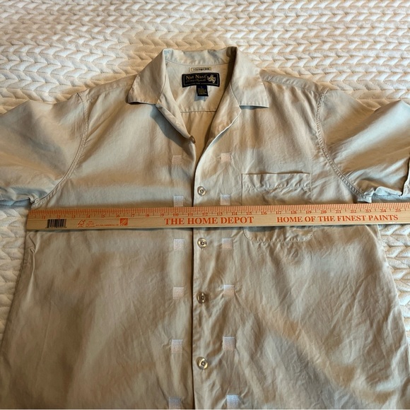 Nat Nest Men’s Tan Short Sleeve Button-Up Shirt 100% Silk  size Large - Picture 6 of 8